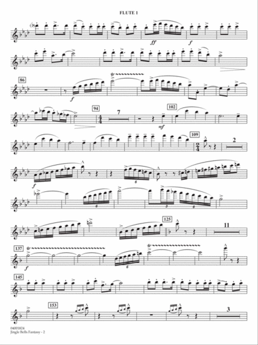 Jingle Bells Fantasy - Flute 1 Concert Band scores gallery preview page 2