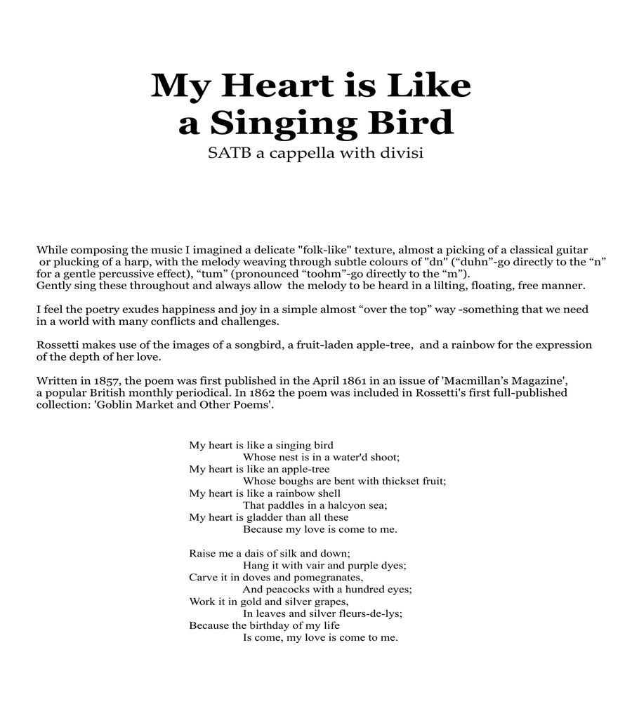 My Heart is like a Singing Bird 4-Part scores gallery preview page 2