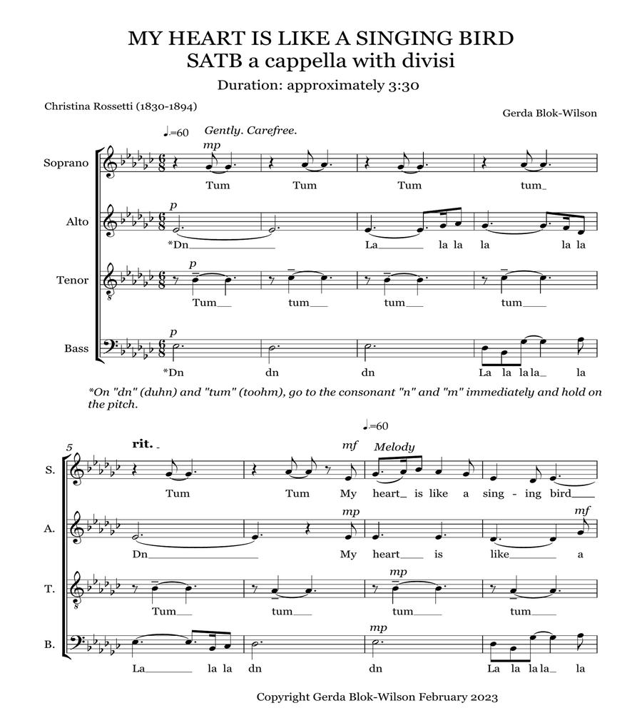 My Heart is like a Singing Bird 4-Part scores gallery preview page 3