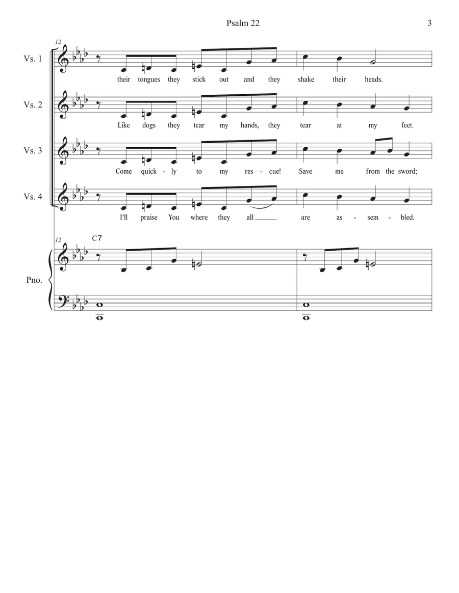 Psalm 22 (My God, My God) (Unison choir - Medium Key) Unison Choir scores gallery preview page 3