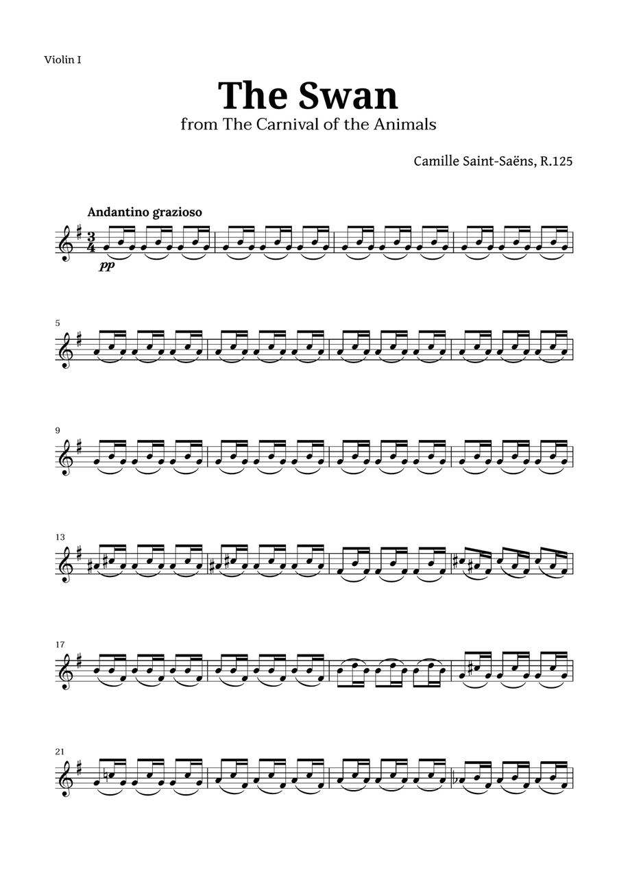 The Swan by Saint-Saëns for String Quartet String Quartet scores gallery preview page 5