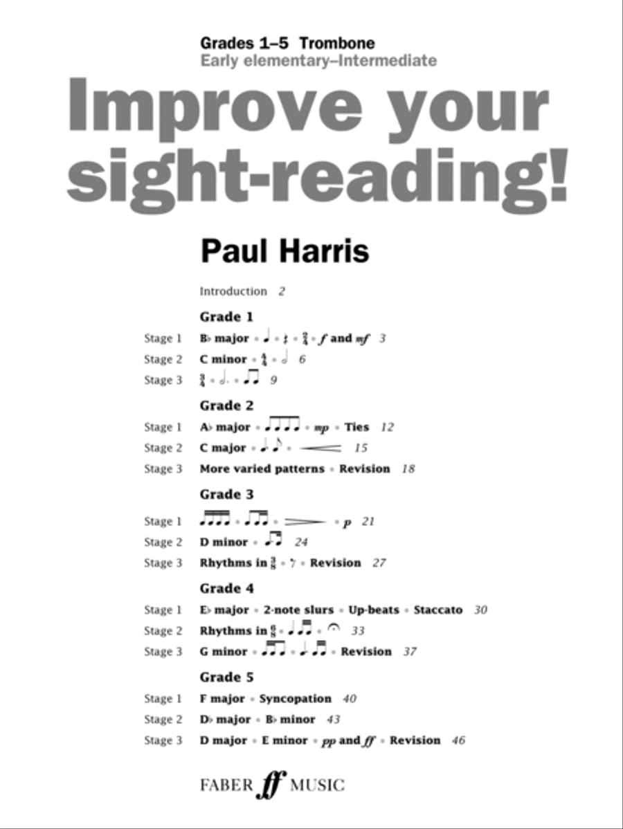 Improve your sight-reading! Trombone (Bass Clef) Levels 1-5 Baritone Horn scores gallery preview page 2