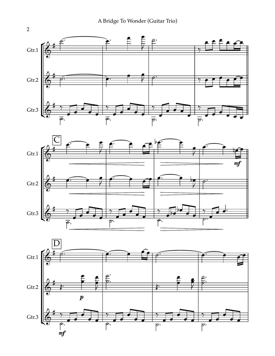 A Bridge to Wonder - Guitar Trio (score & parts) Guitar Ensemble scores gallery preview page 2