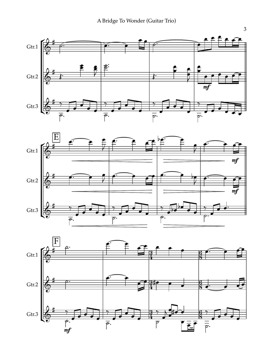 A Bridge to Wonder - Guitar Trio (score & parts) Guitar Ensemble scores gallery preview page 3