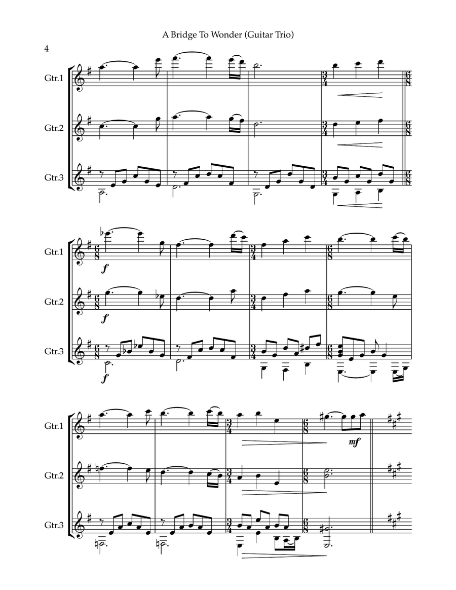 A Bridge to Wonder - Guitar Trio (score & parts) Guitar Ensemble scores gallery preview page 4