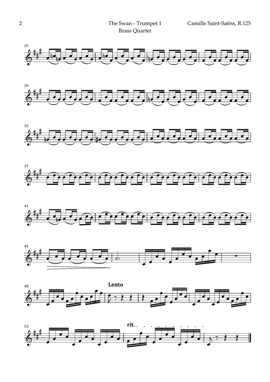 The Swan by Saint-Saëns for Brass Quartet with Chords Brass Quartet scores gallery preview page 5