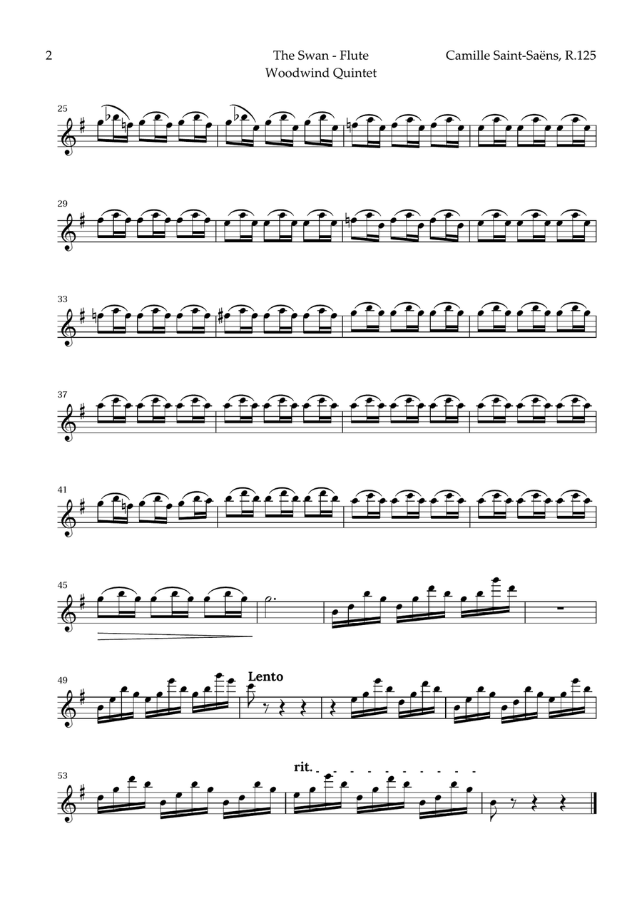 The Swan by Saint-Saëns for Woodwind Quintet with Chords Woodwind Quintet scores gallery preview page 6