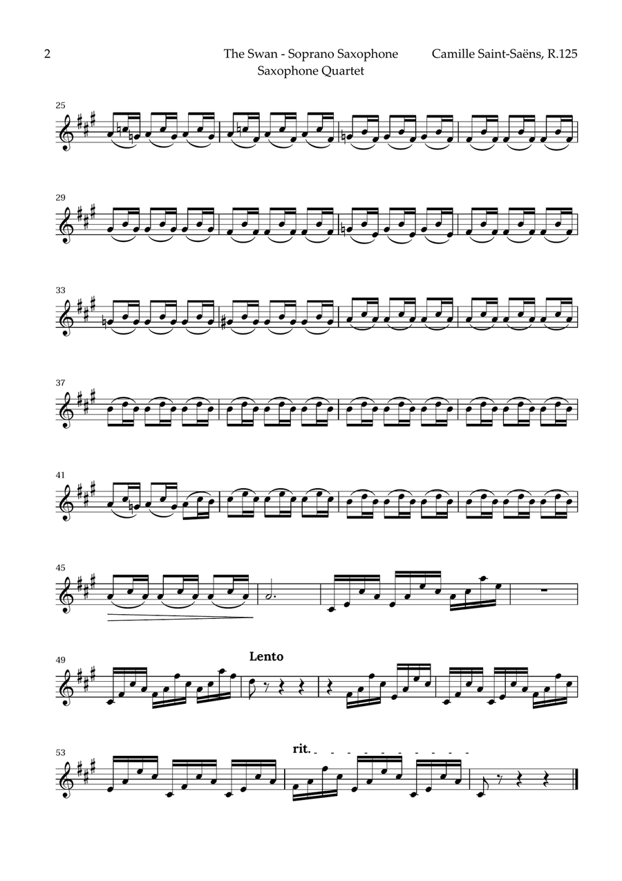 The Swan by Saint-Saëns for Sax Quartet Saxophone Quartet scores gallery preview page 5