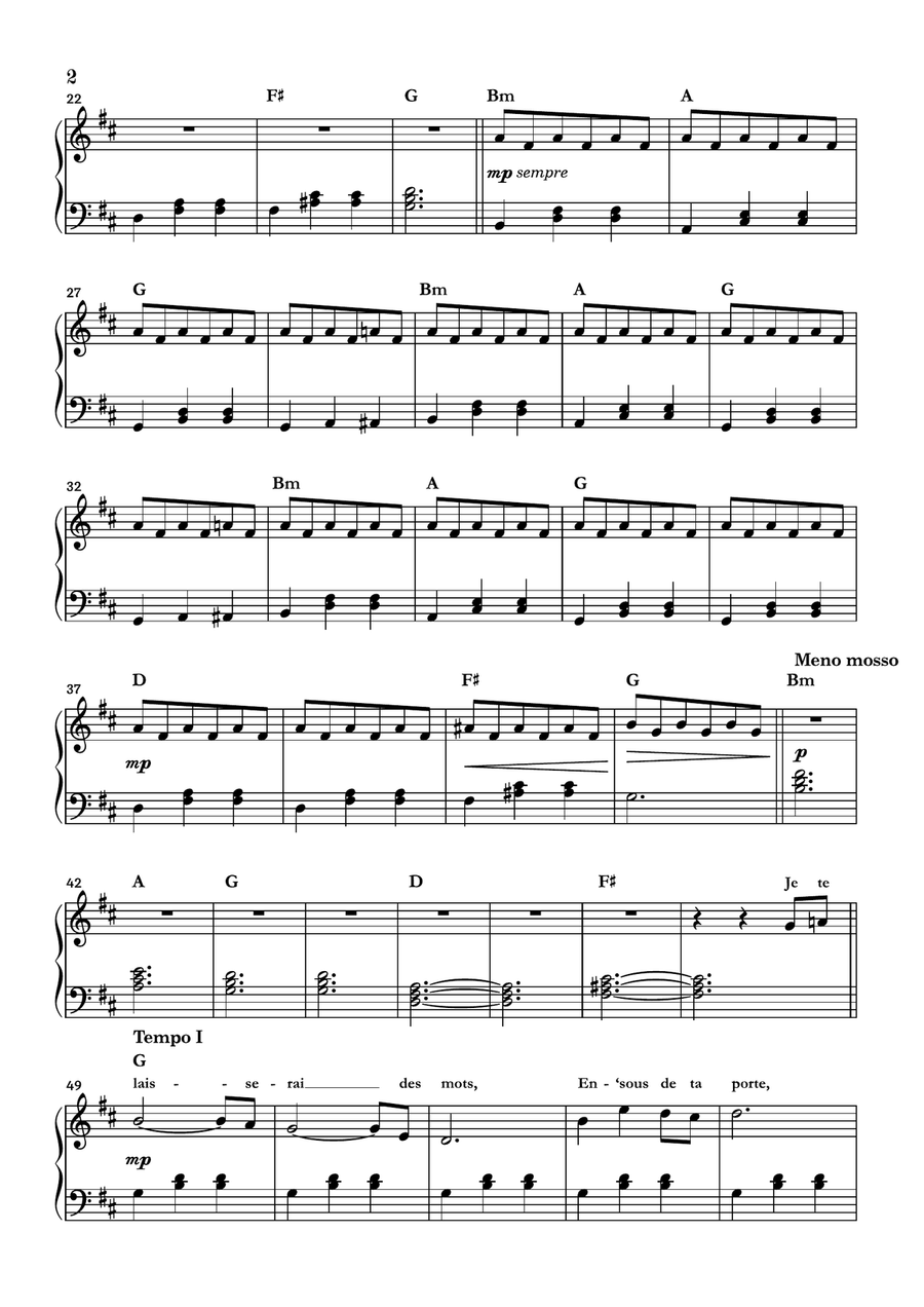 Je Te Laisserai Des Mots Easy Piano scores gallery preview page 2