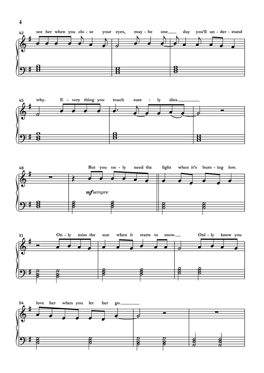 Let Her Go Easy Piano scores gallery preview page 4