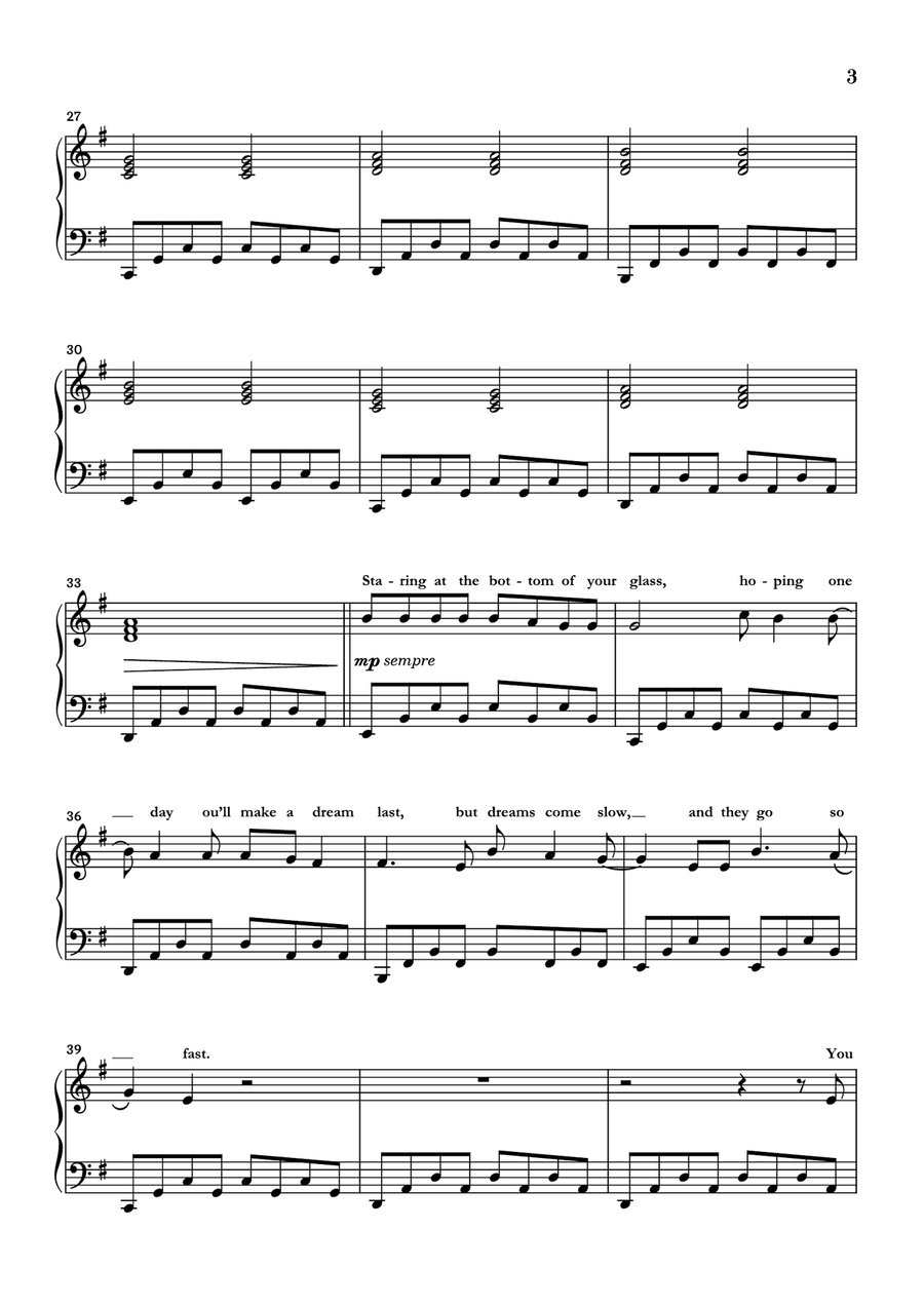 Let Her Go Piano Solo scores gallery preview page 3