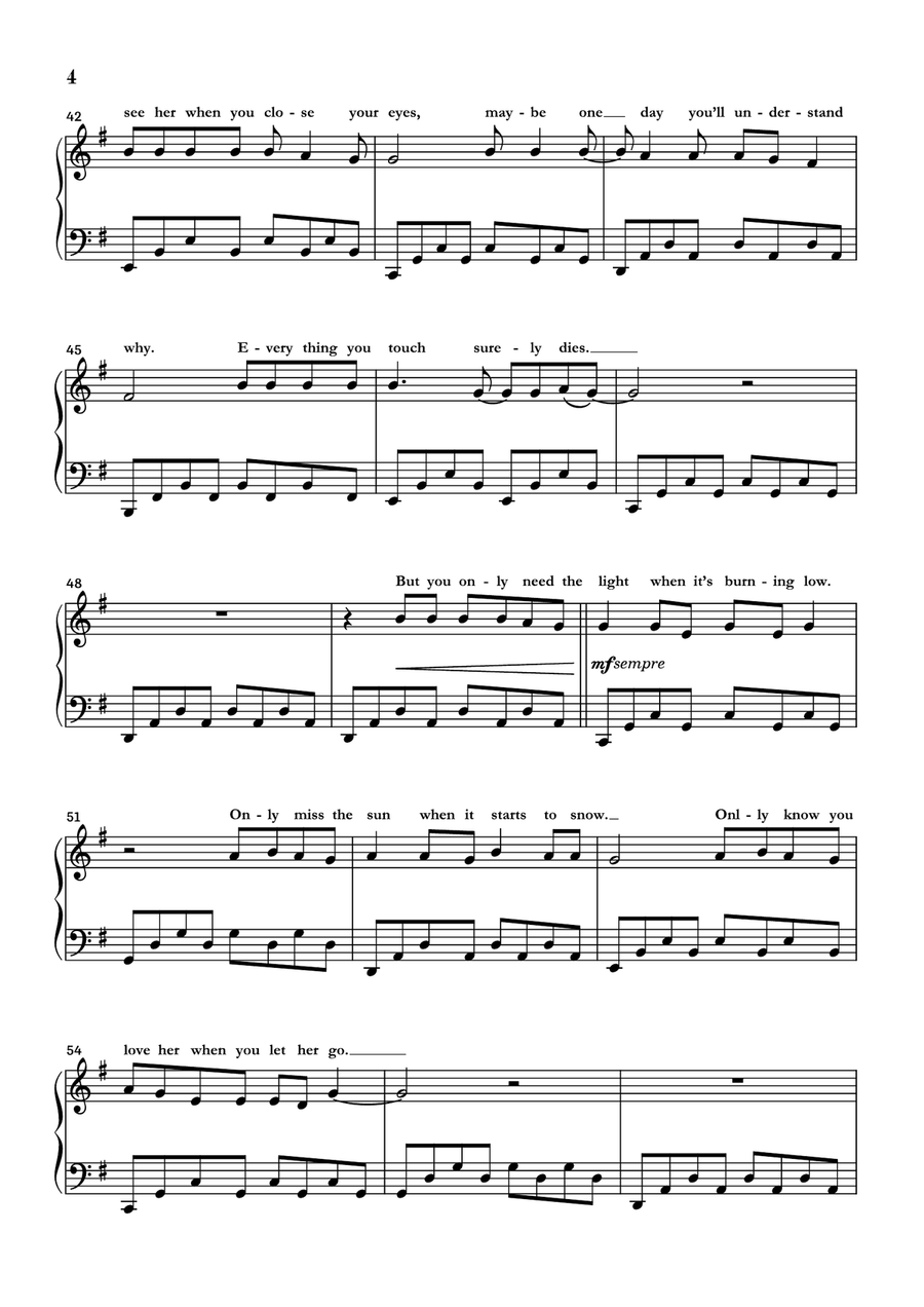 Let Her Go Piano Solo scores gallery preview page 4