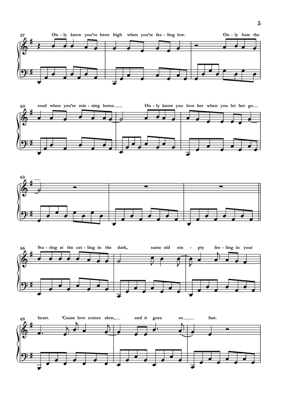 Let Her Go Piano Solo scores gallery preview page 5