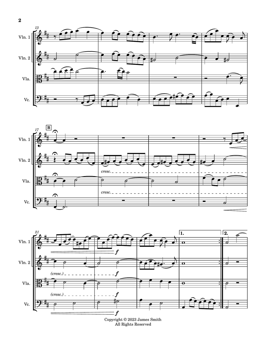 The Arts and the Hours (Les Boréades, Act 4 Scene 4: Entrée de Polimnie) String Quartet scores gallery preview page 2