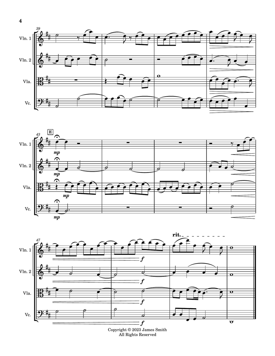 The Arts and the Hours (Les Boréades, Act 4 Scene 4: Entrée de Polimnie) String Quartet scores gallery preview page 4