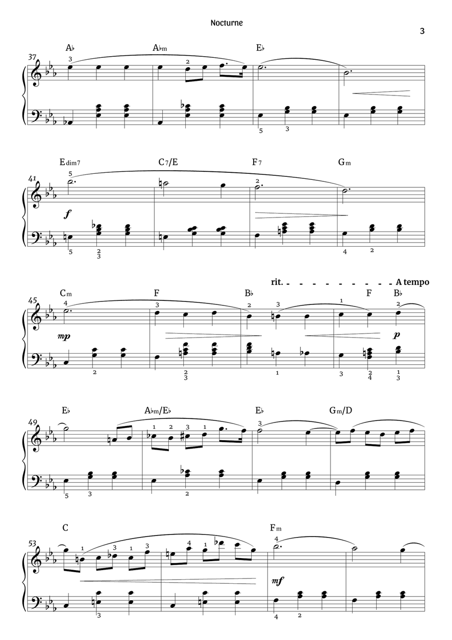 Nocturne Op. 9 no. 2 (easy-intermediate piano) Piano Solo scores gallery preview page 3