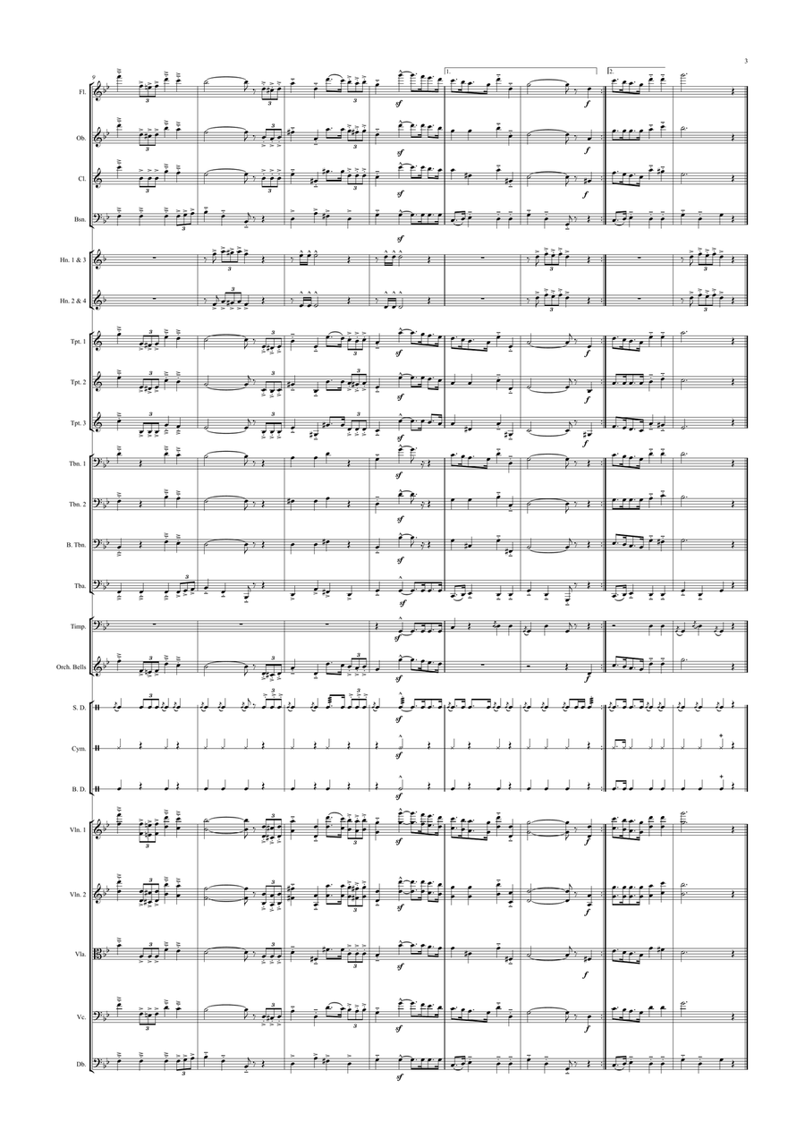Turkish & Northern Cypriot National Anthem for Symphony Orchestra (A4 size) Full Orchestra scores gallery preview page 3