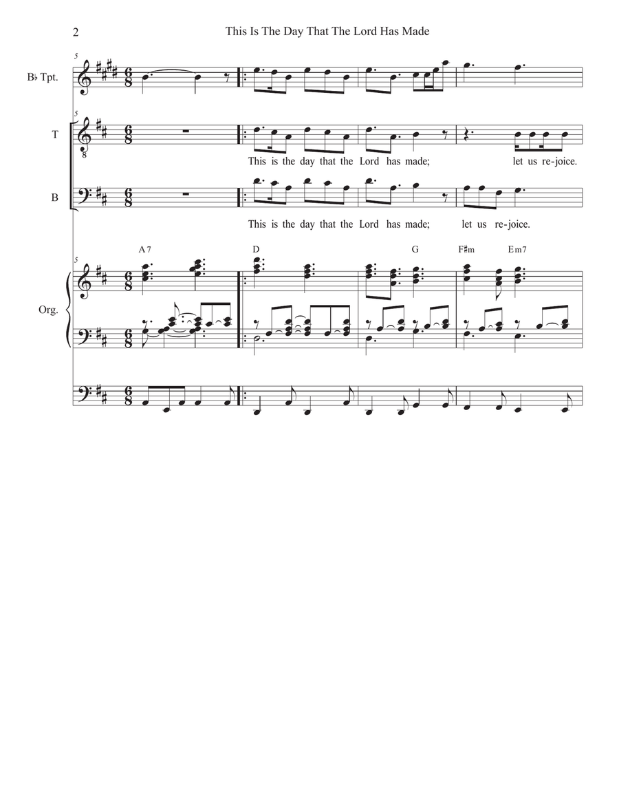 This Is The Day That The Lord Has Made (Duet for Tenor and Bass solo) Tenor Voice scores gallery preview page 2
