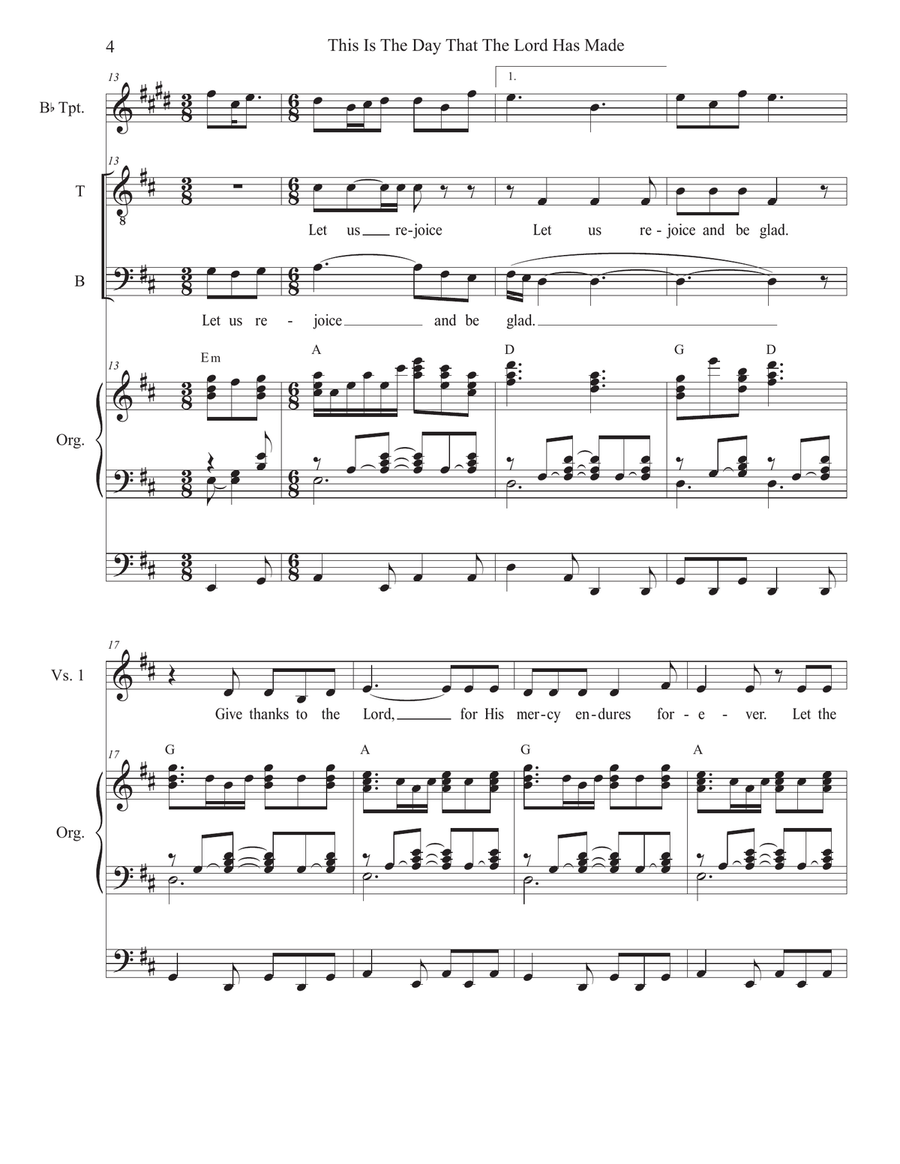 This Is The Day That The Lord Has Made (Duet for Tenor and Bass solo) Tenor Voice scores gallery preview page 4