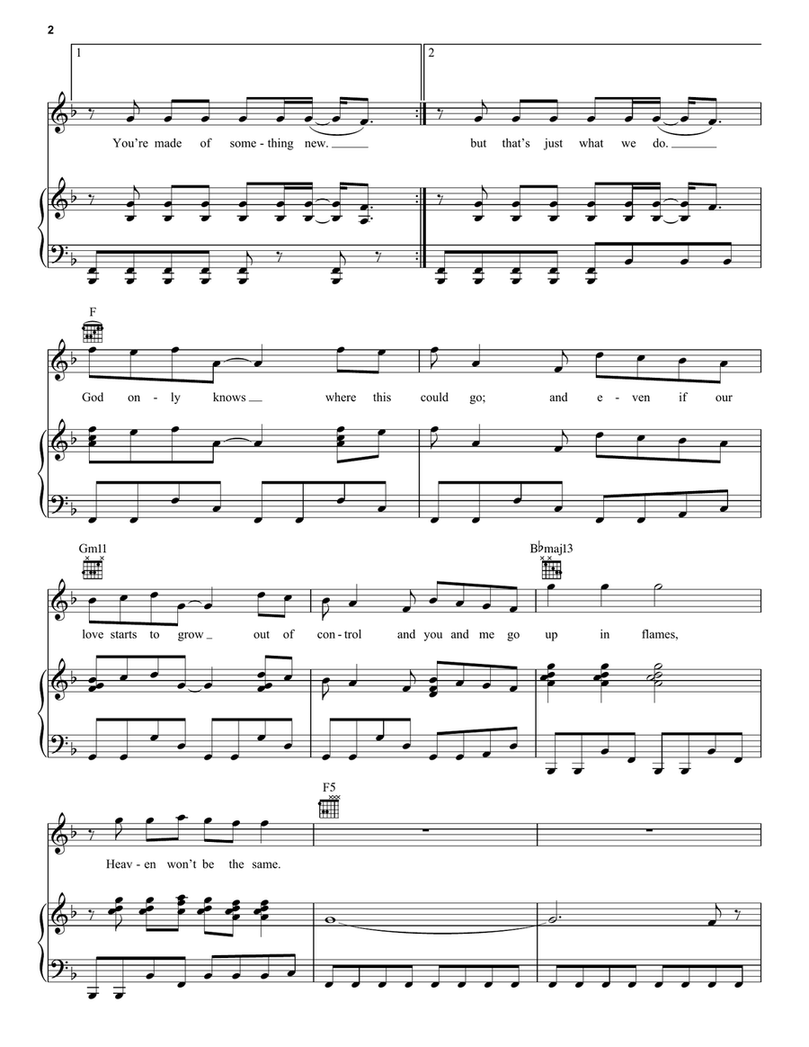 Heaven Heaven Piano, Vocal, Guitar scores gallery preview page 2