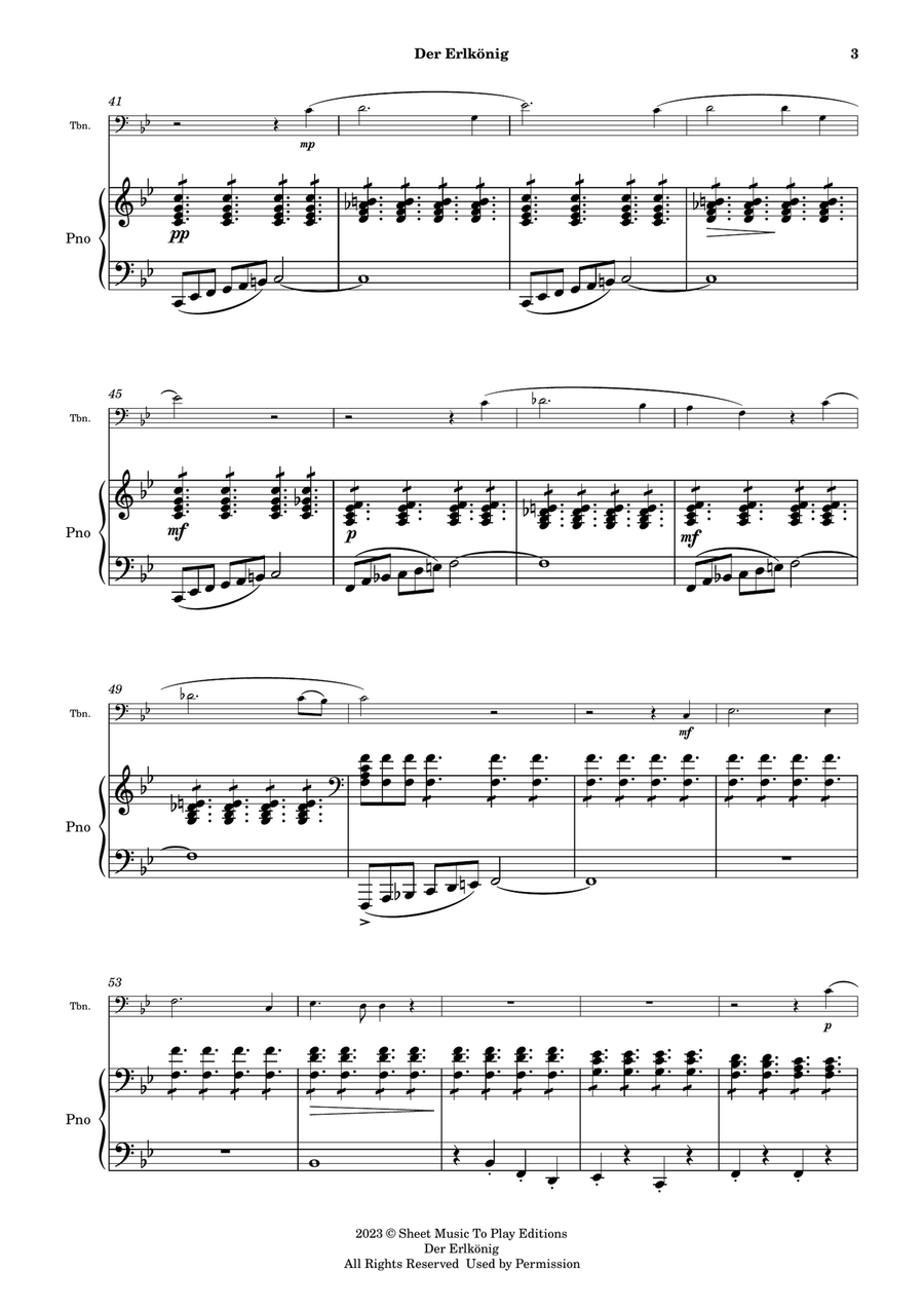 Der Erlkönig by Schubert - Trombone and Piano (Full Score and Parts) Piano scores gallery preview page 4