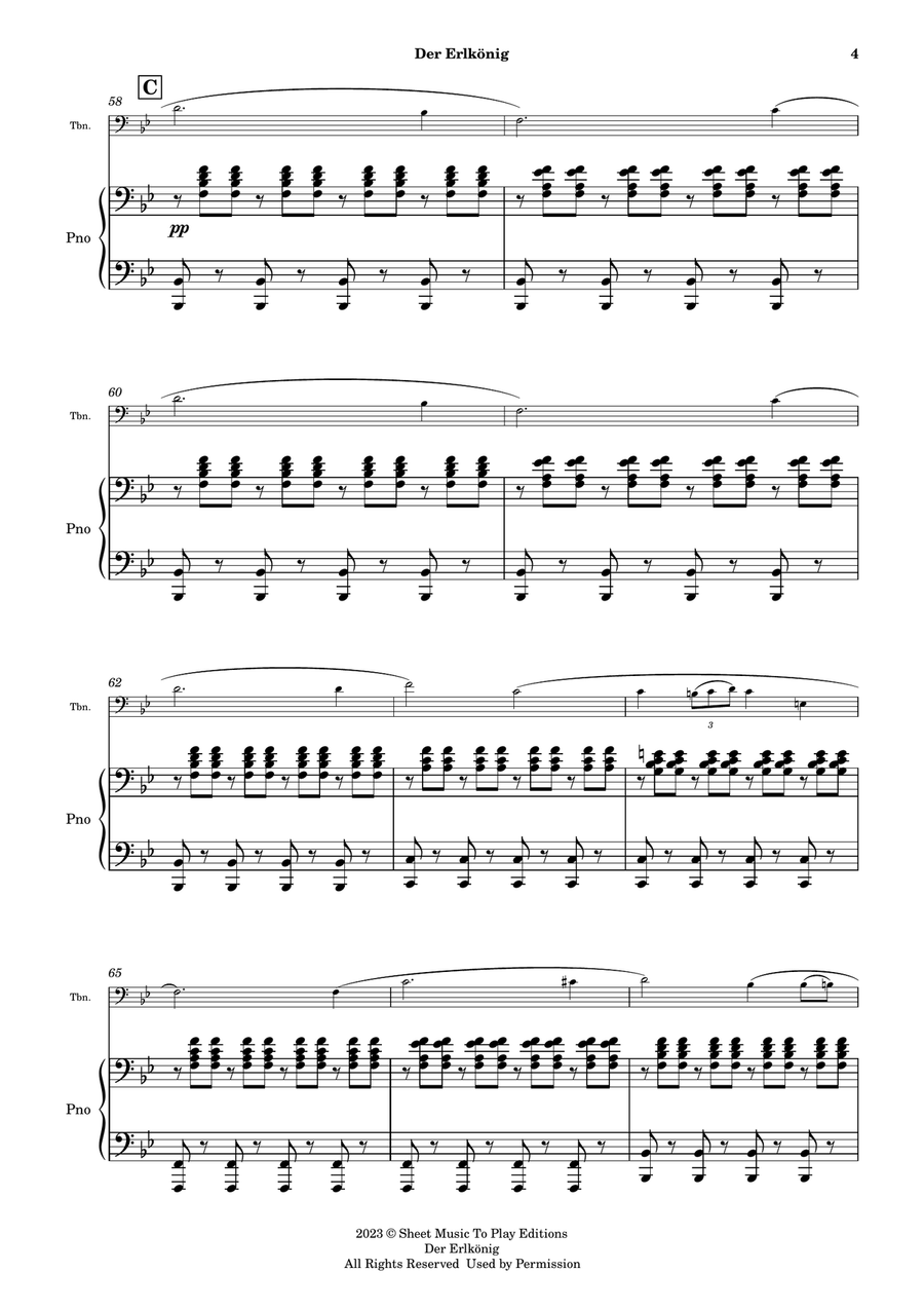 Der Erlkönig by Schubert - Trombone and Piano (Full Score and Parts) Piano scores gallery preview page 5