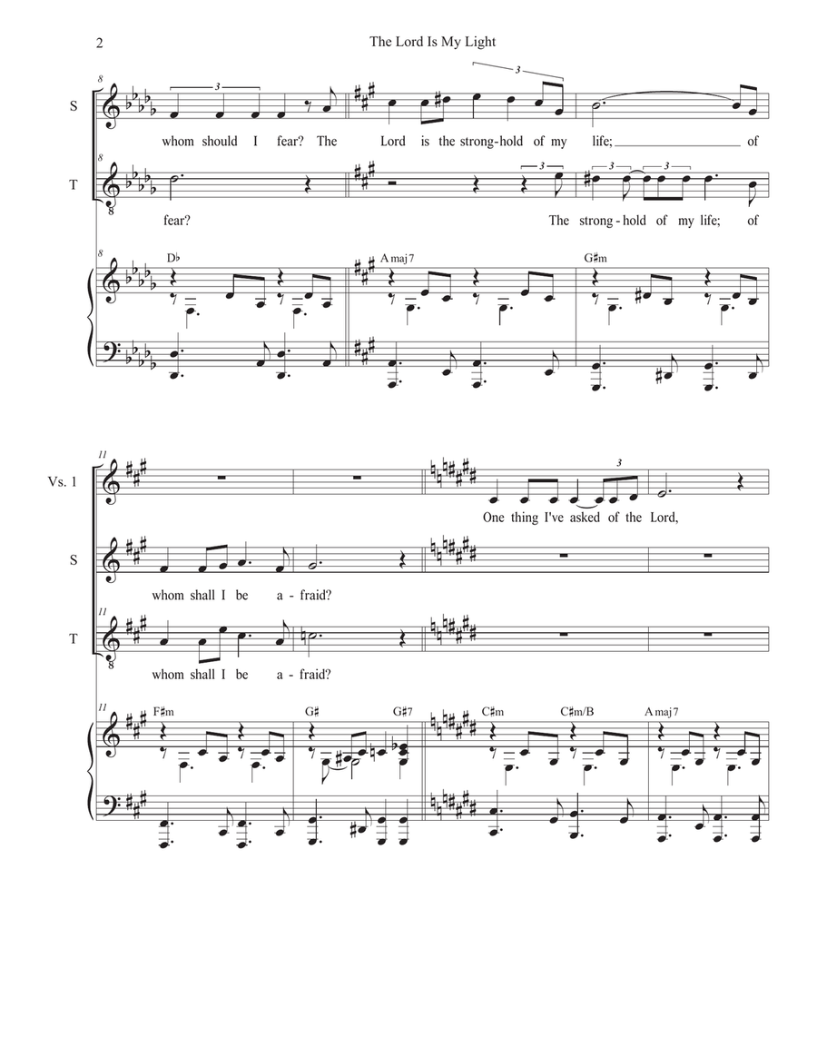 The Lord Is My Light (Duet for Soprano and Tenor solo) Tenor Voice scores gallery preview page 2