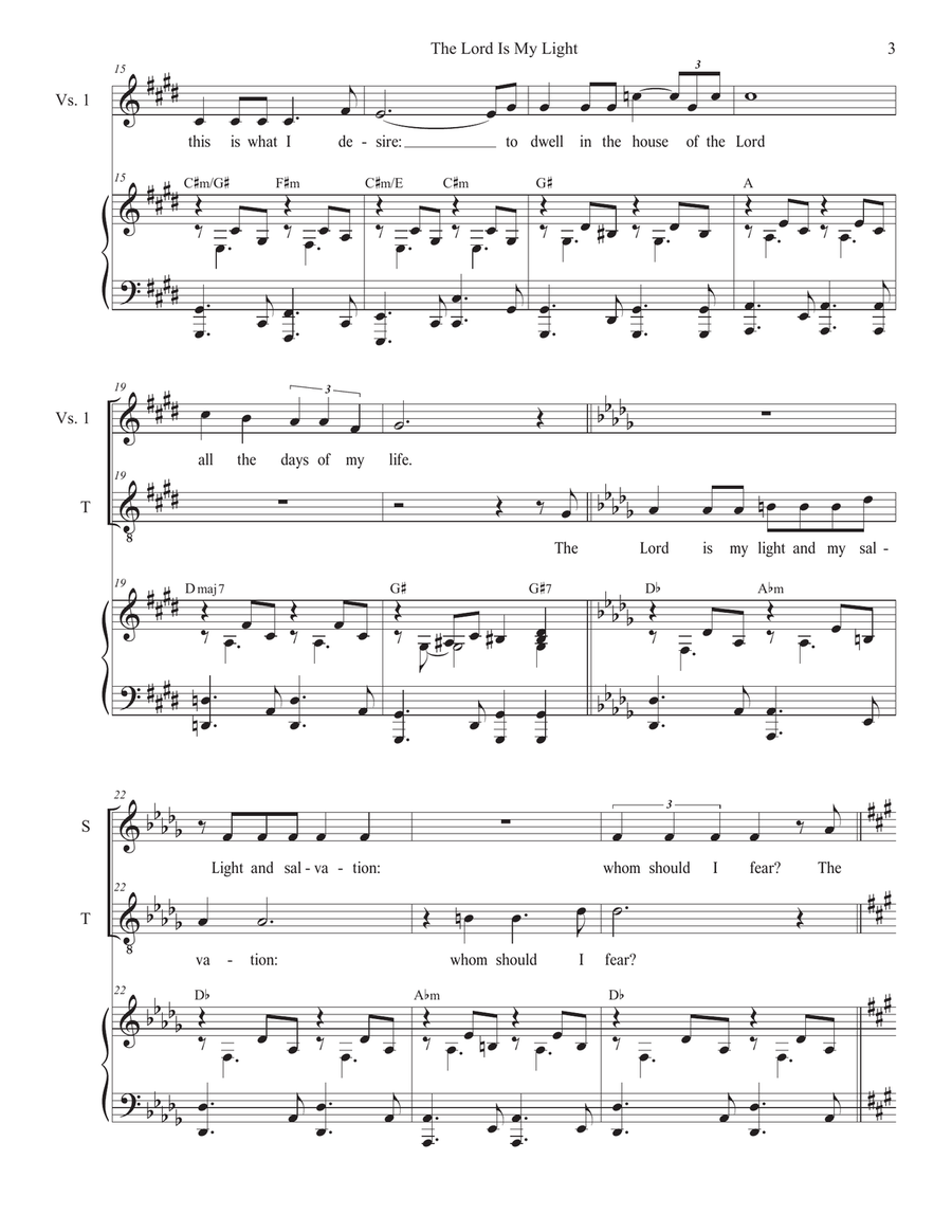 The Lord Is My Light (Duet for Soprano and Tenor solo) Tenor Voice scores gallery preview page 3