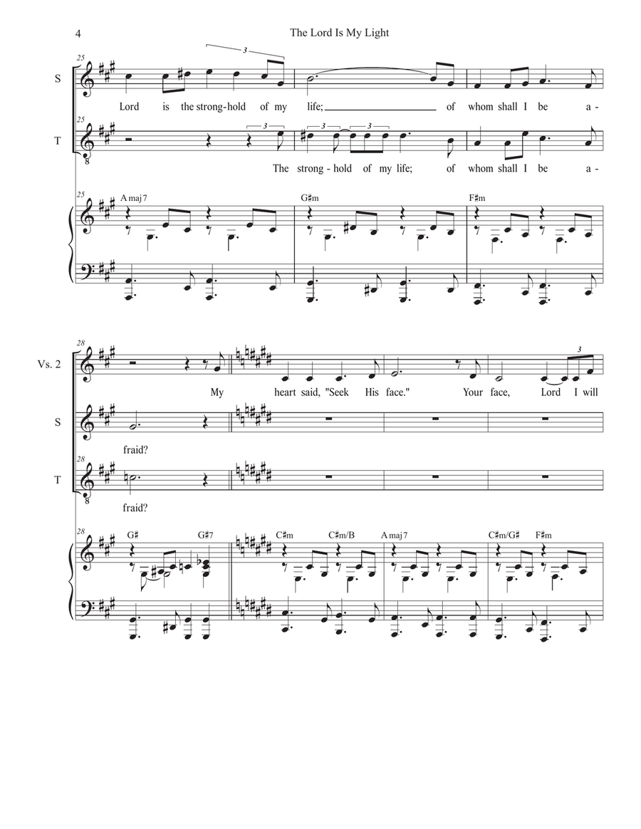 The Lord Is My Light (Duet for Soprano and Tenor solo) Tenor Voice scores gallery preview page 4