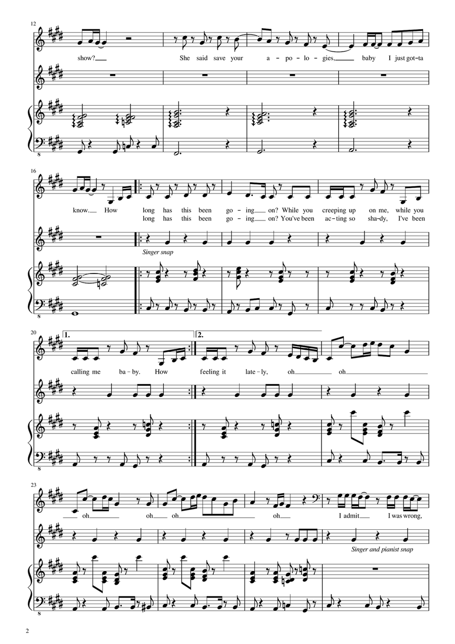 How Long How Long Piano, Vocal scores gallery preview page 2
