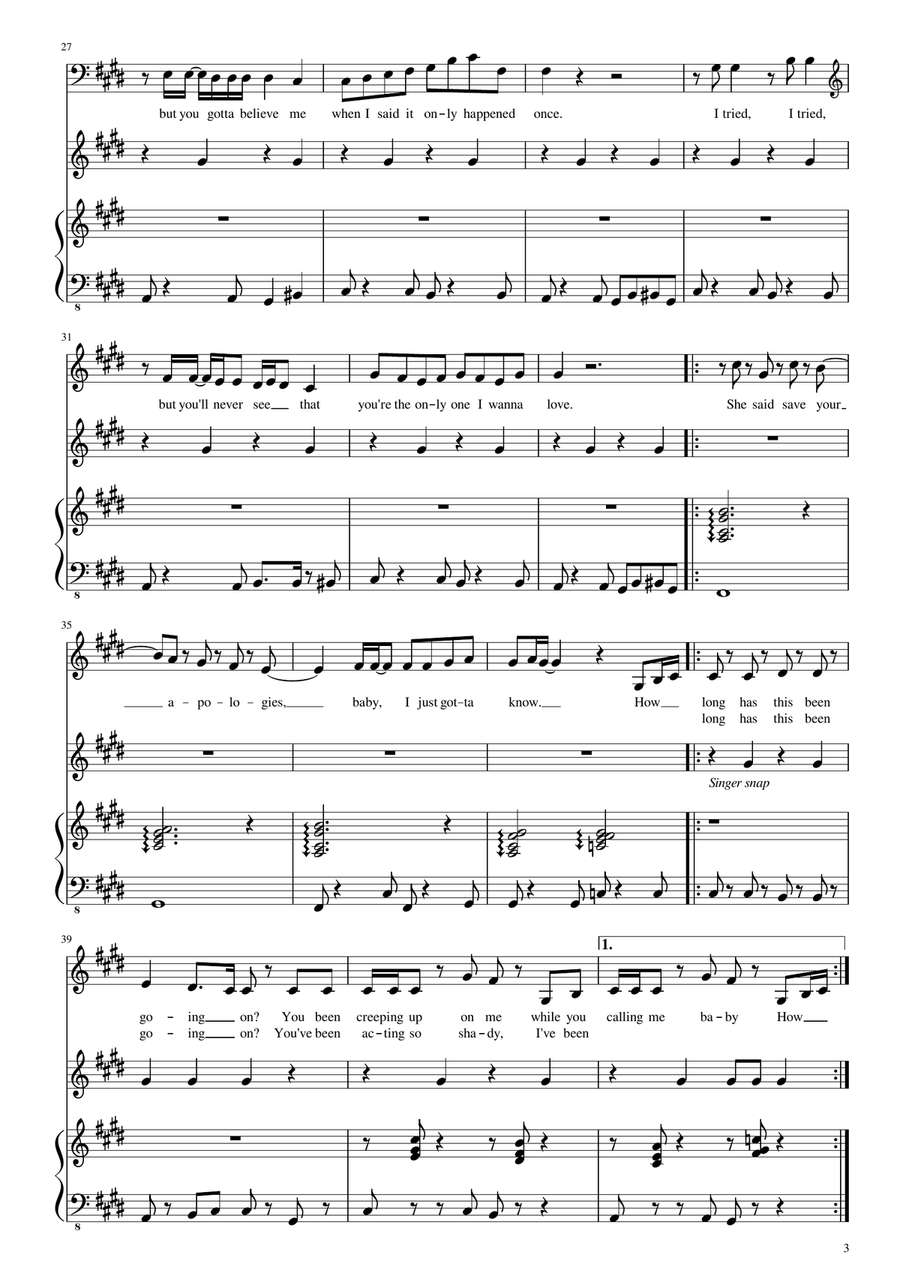 How Long How Long Piano, Vocal scores gallery preview page 3