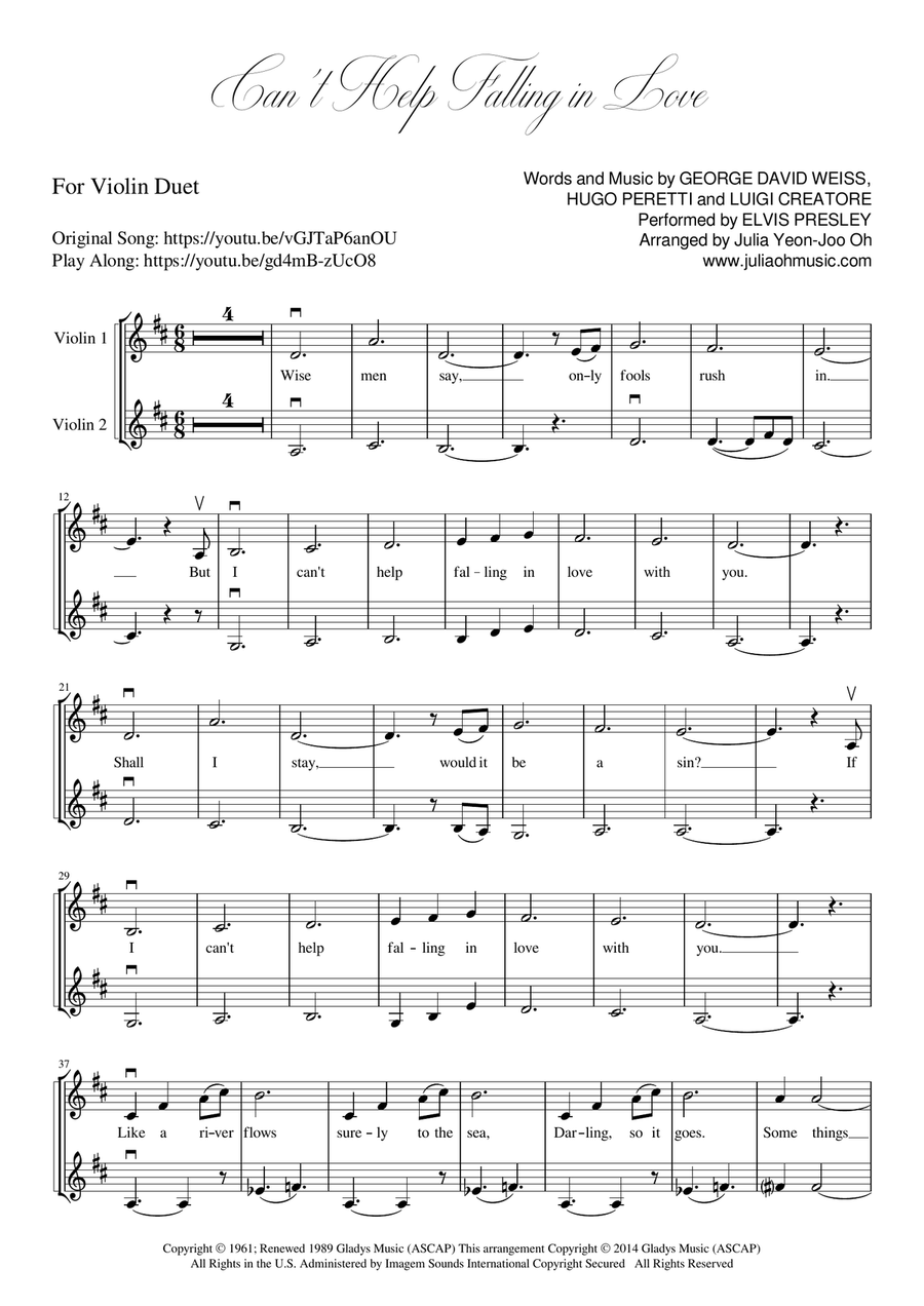 Can't Help Falling In Love String Duet scores gallery preview page 2
