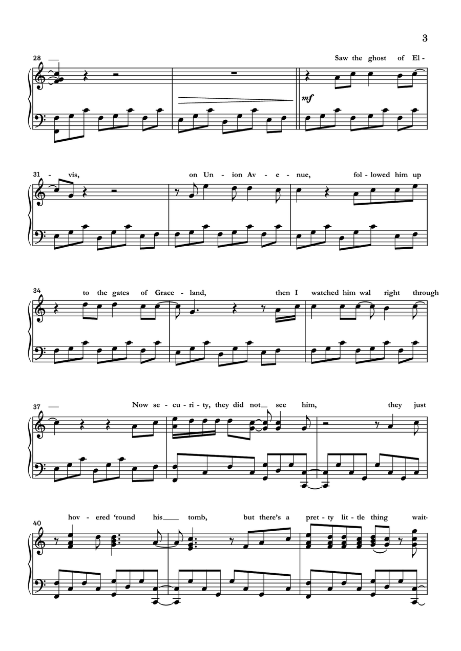 Walking In Memphis Piano Solo scores gallery preview page 3