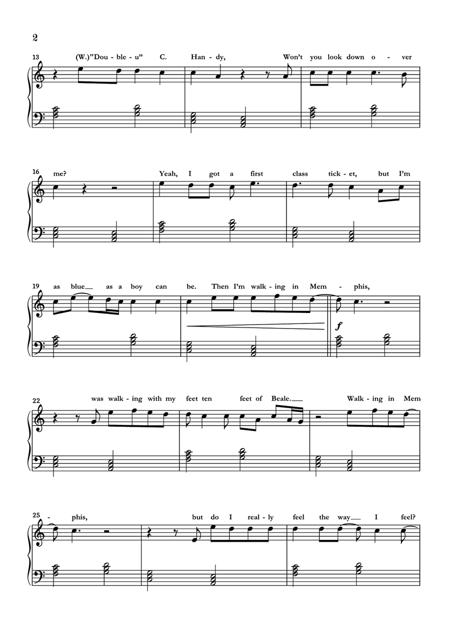 Walking In Memphis Easy Piano scores gallery preview page 2