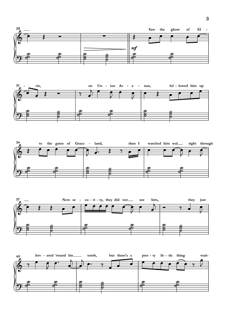 Walking In Memphis Easy Piano scores gallery preview page 3