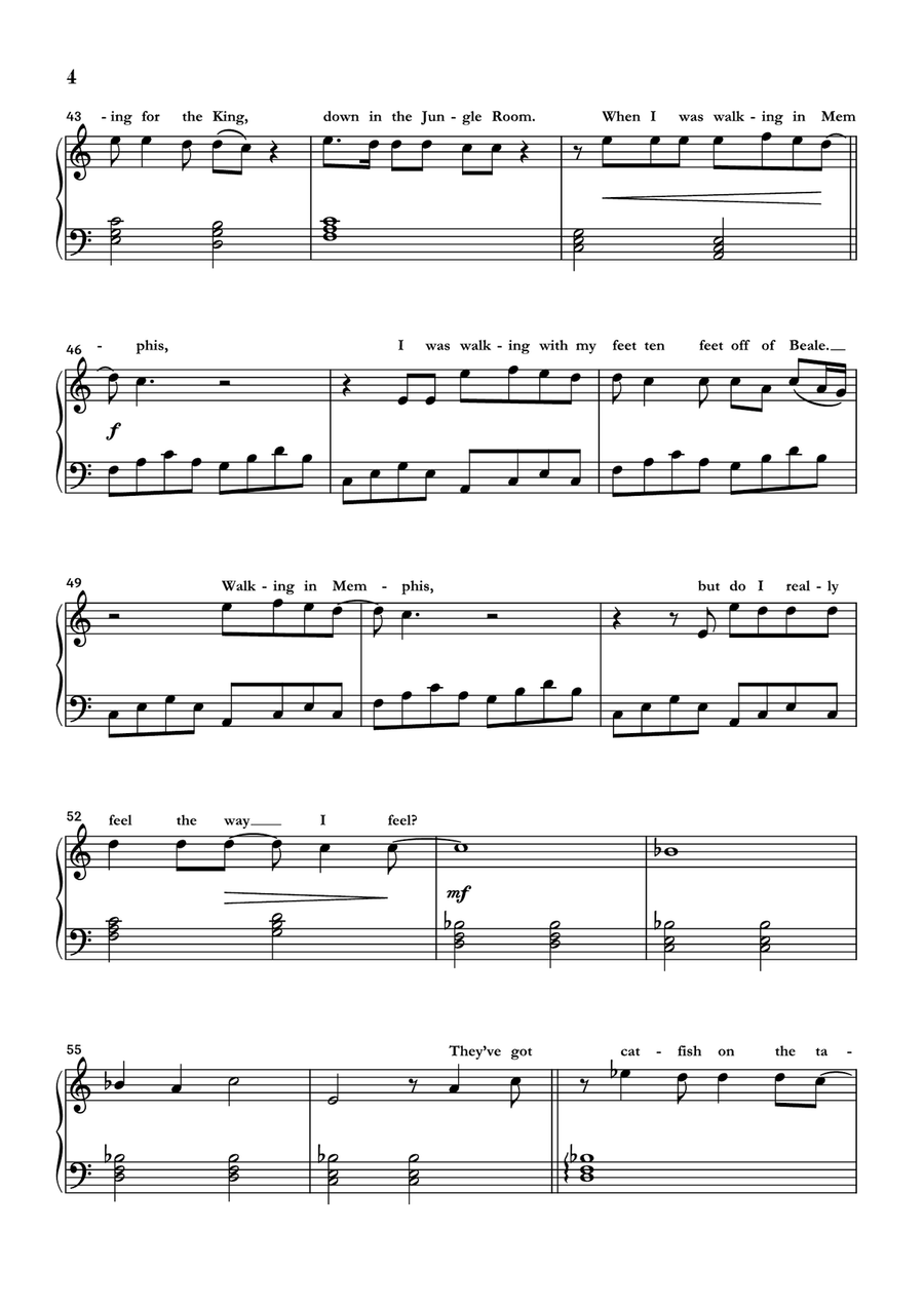 Walking In Memphis Easy Piano scores gallery preview page 4