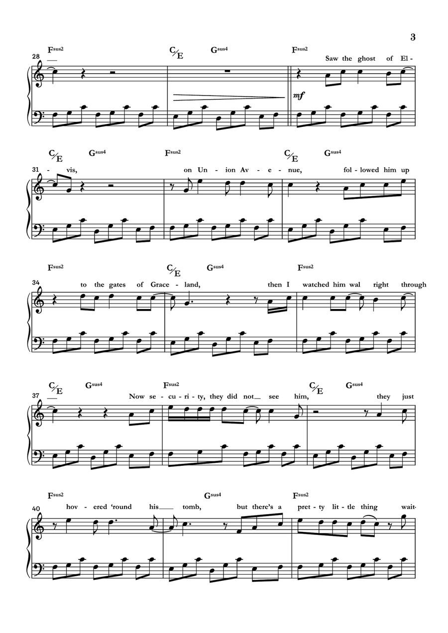Walking In Memphis Piano Solo scores gallery preview page 3