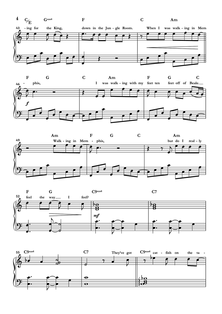 Walking In Memphis Piano Solo scores gallery preview page 4