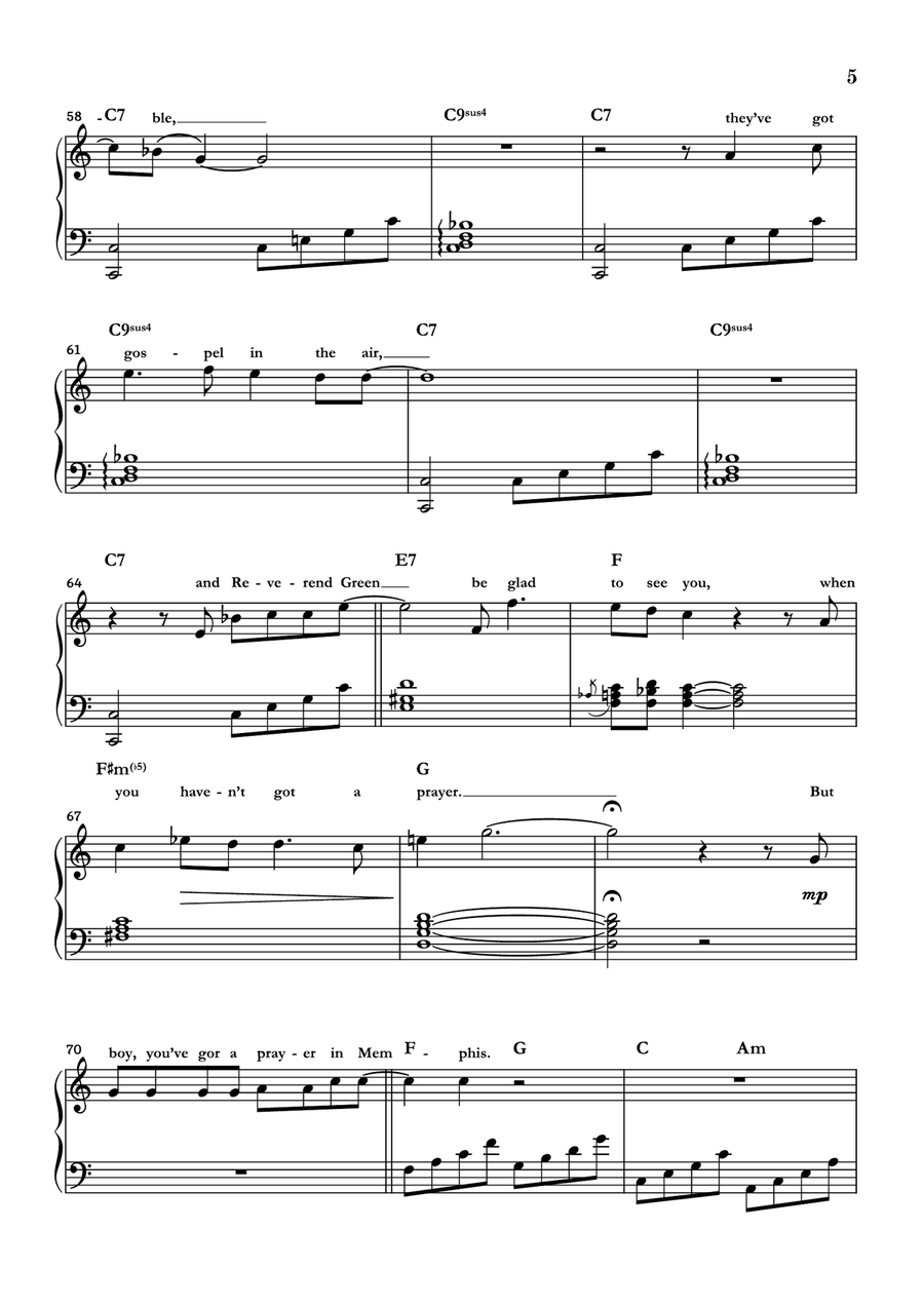Walking In Memphis Piano Solo scores gallery preview page 5