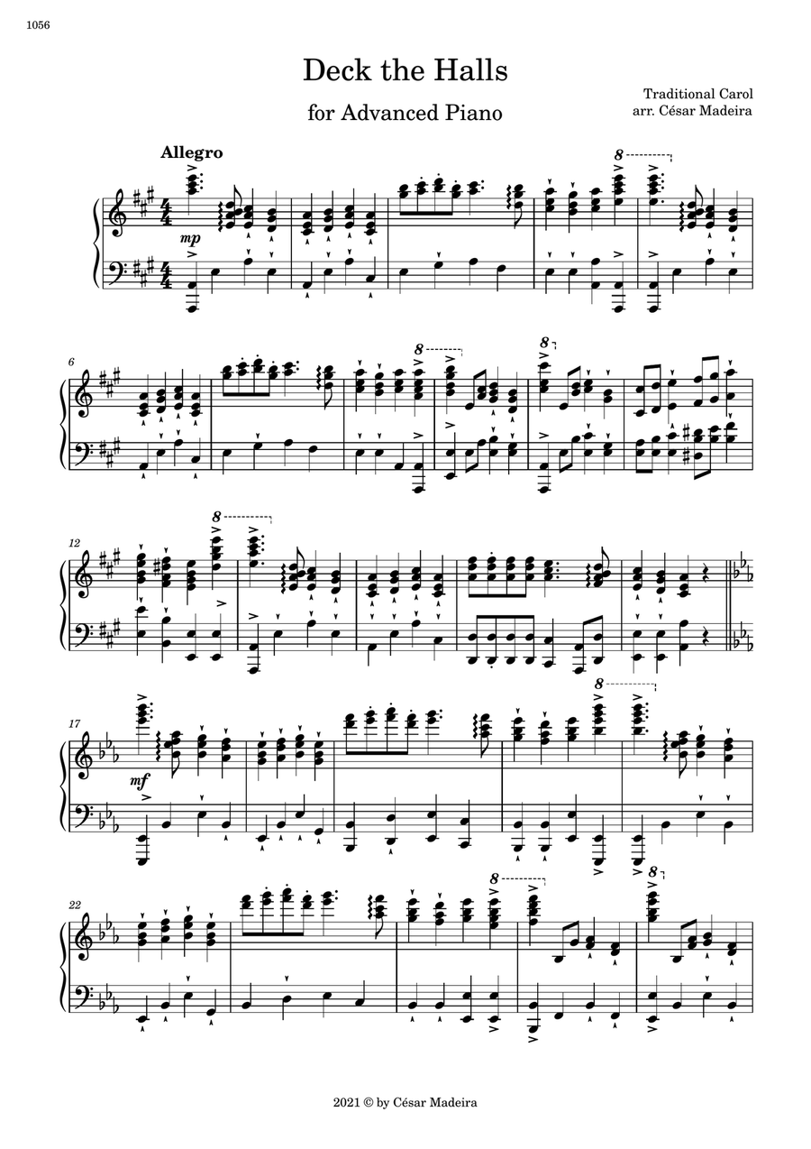 Deck The Halls - Advanced Piano (Full Score) Piano Solo scores gallery preview page 2