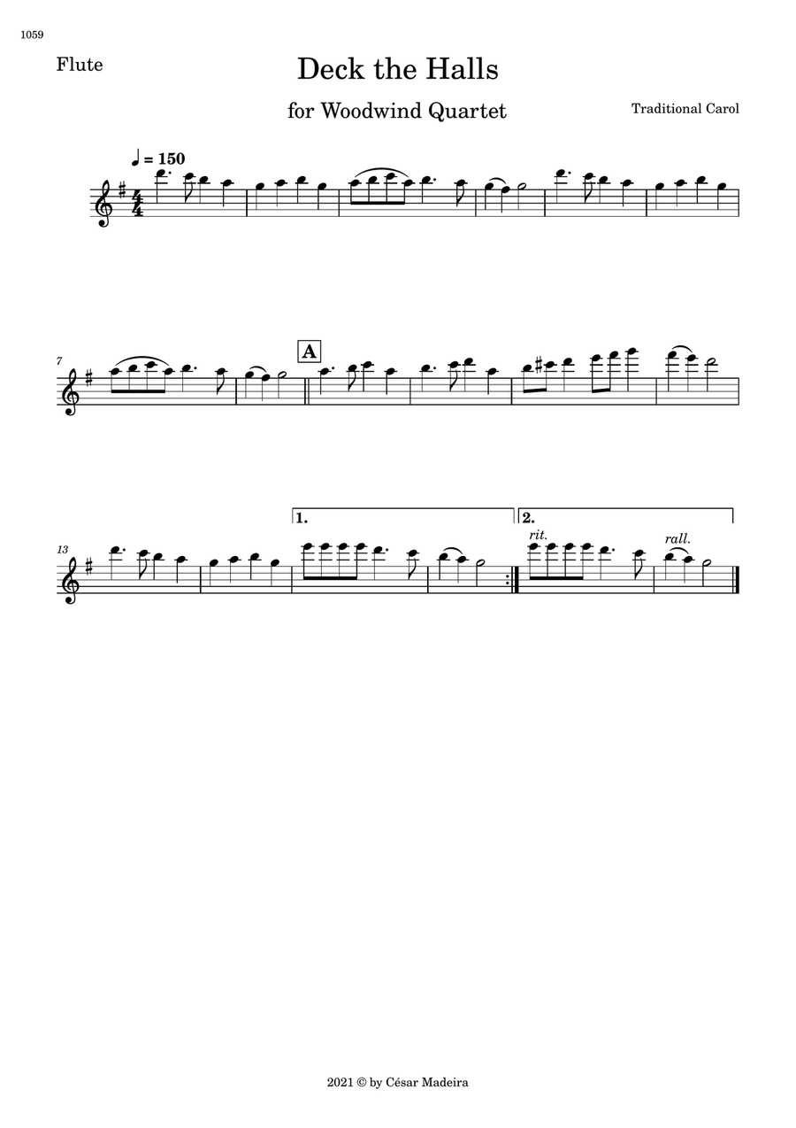 Deck The Halls - Woodwind Quartet (Full Score and Parts) Woodwind Quartet scores gallery preview page 3