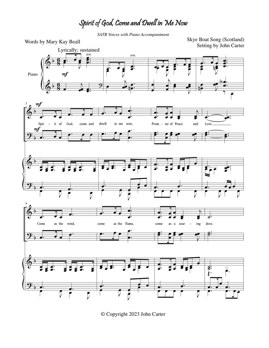 Spirit of God, Come and Dwell in Me Now 4-Part scores gallery preview page 1