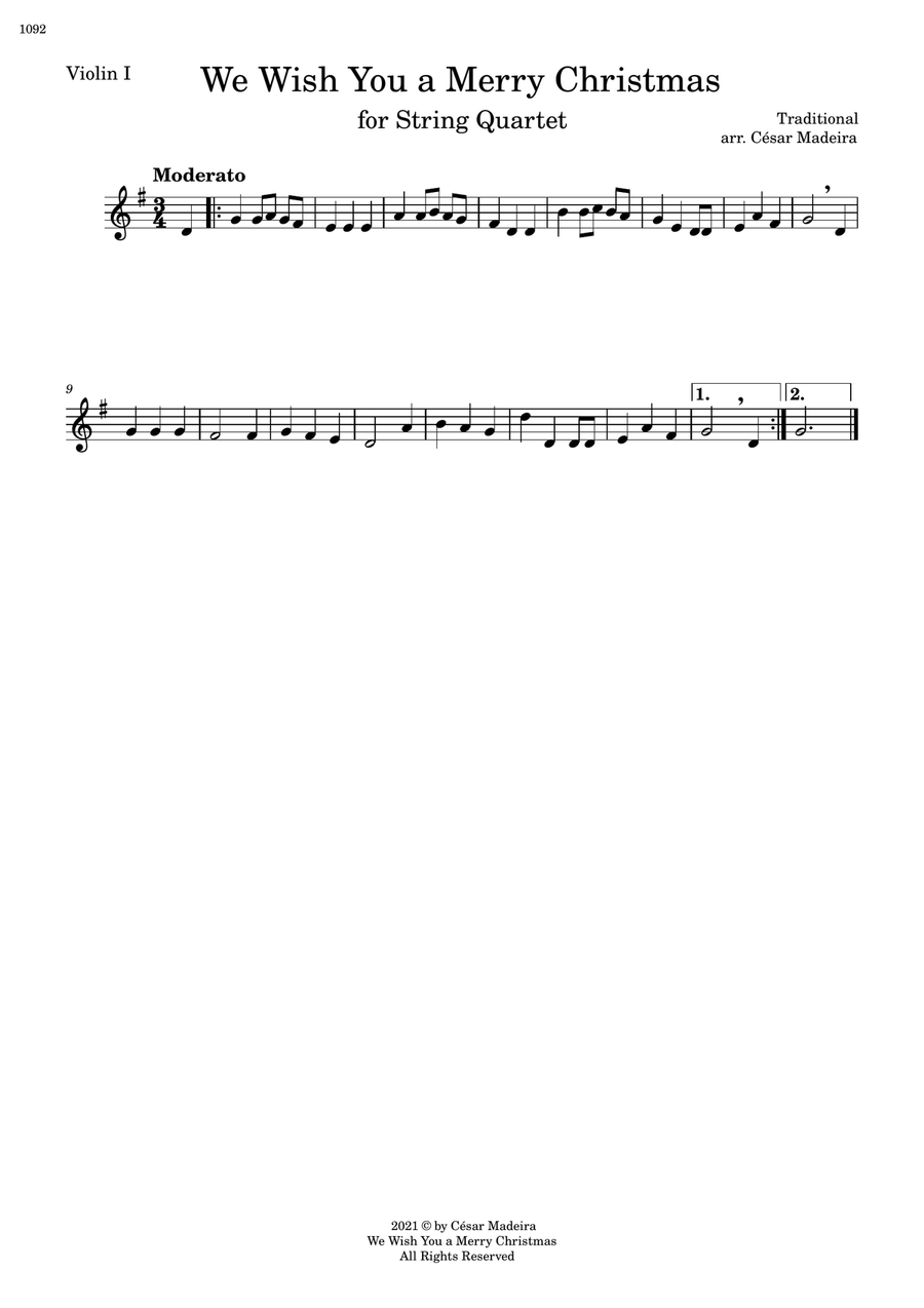 We Wish You A Merry Christmas - String Quartet (Full Score and Parts) String Quartet scores gallery preview page 3