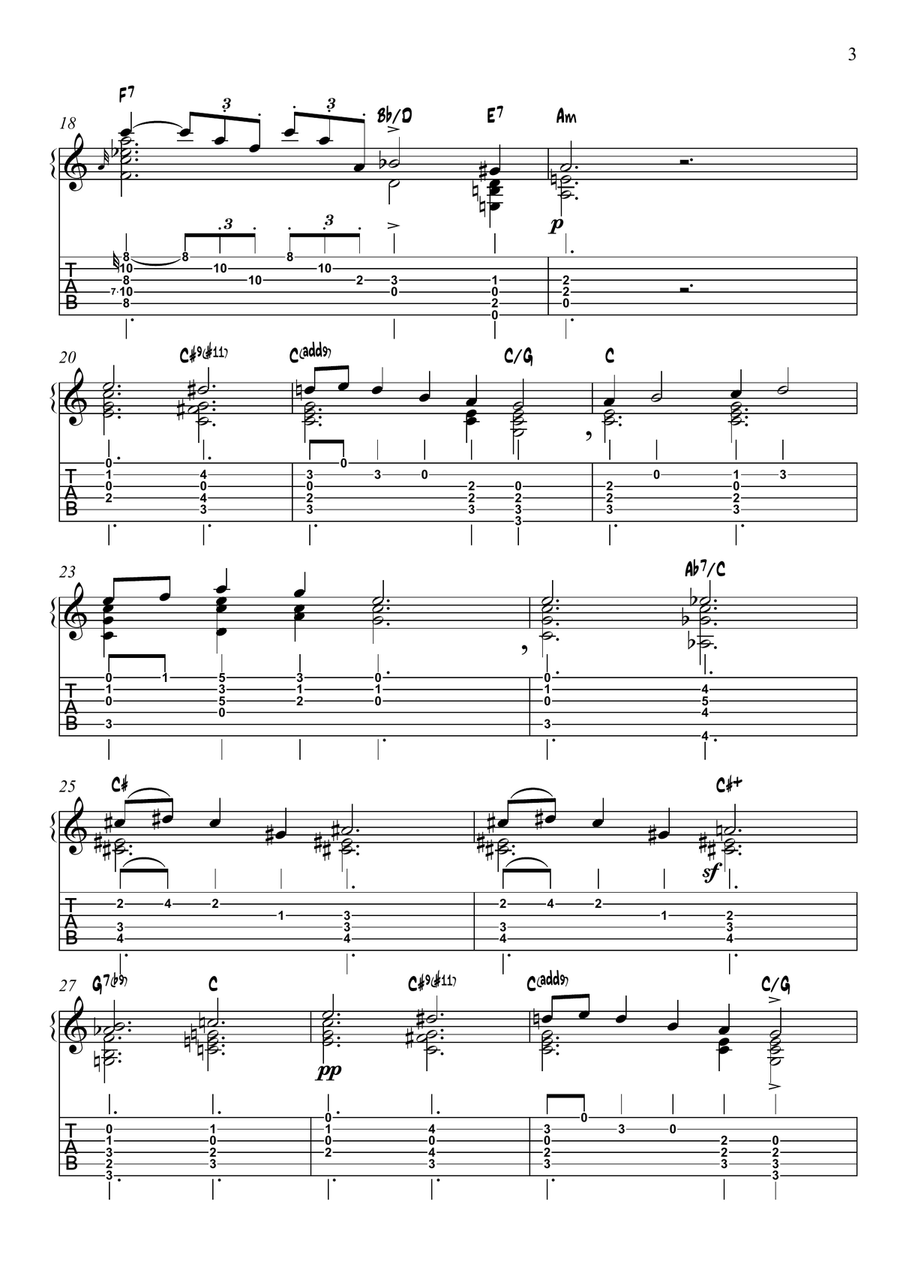 Nocturne Op 9 No 1 (arranged for guitar) Classical Guitar scores gallery preview page 3