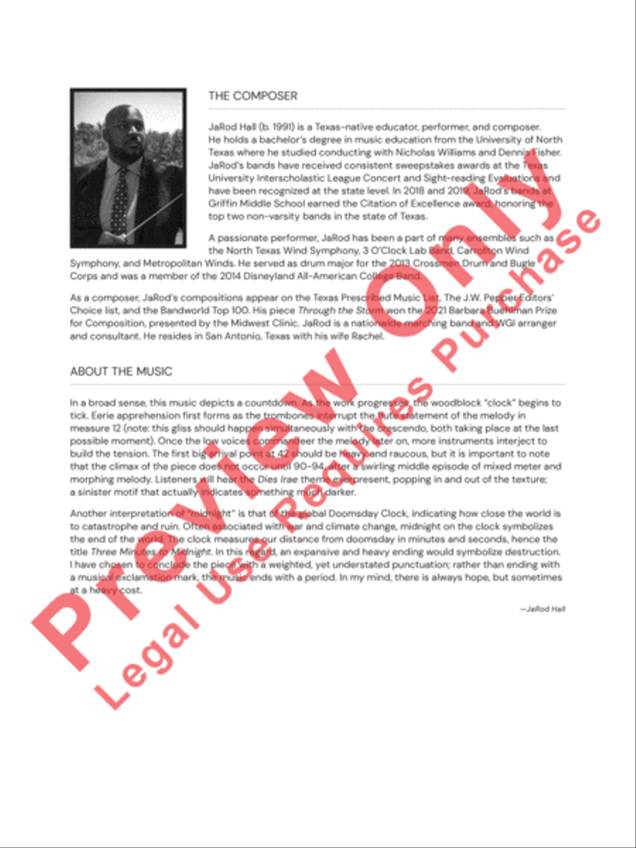 Three Minutes to Midnight Concert Band scores gallery preview page 3
