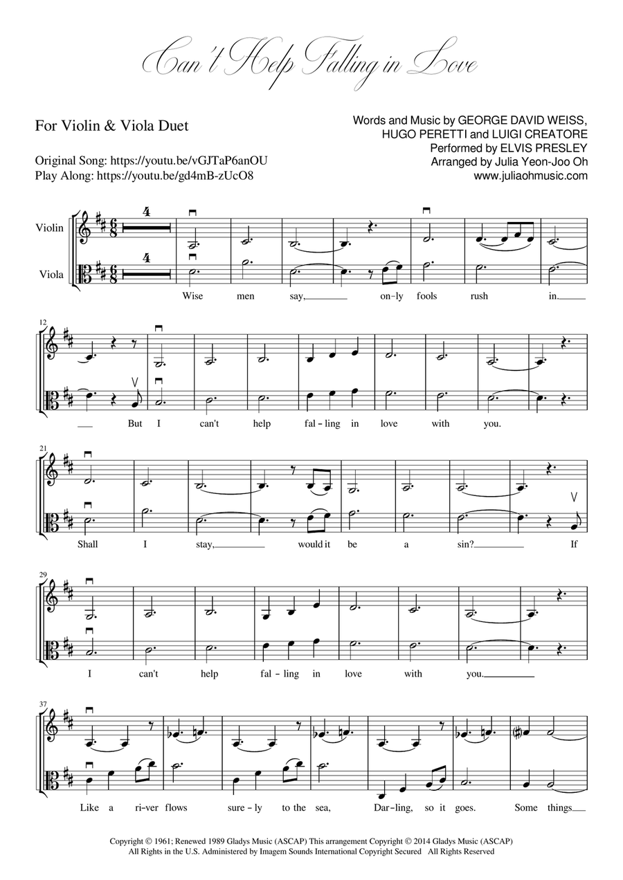Can't Help Falling In Love String Duet scores gallery preview page 2