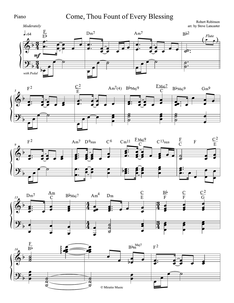 Come, Thou Fount of Every Blessing - Celtic arr. for Flute & Piano Flute Solo scores gallery preview page 2