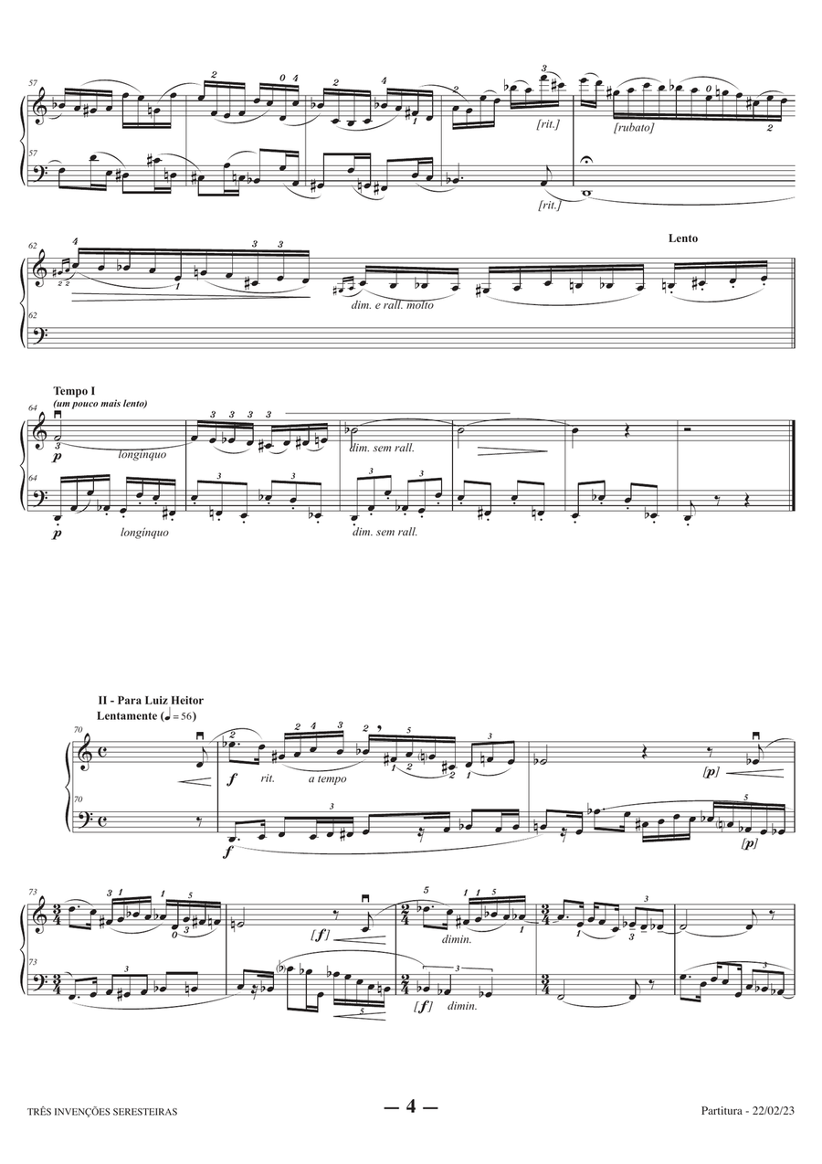 Lorenzo Fernandez: 3 Brazilian Inventions for violin and violoncello (or bassoon). Ed. Paulinyi. Bassoon scores gallery preview page 4