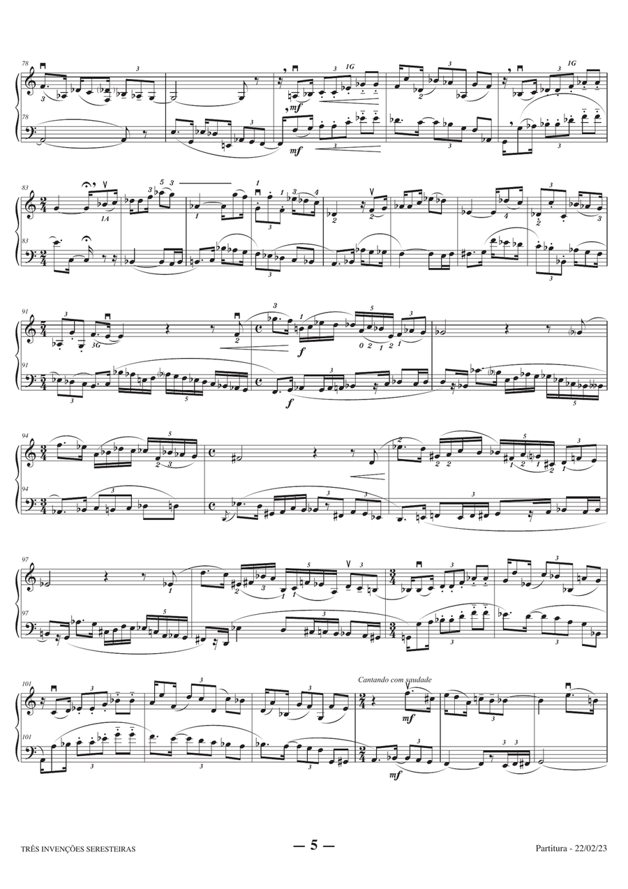 Lorenzo Fernandez: 3 Brazilian Inventions for violin and violoncello (or bassoon). Ed. Paulinyi. Bassoon scores gallery preview page 5