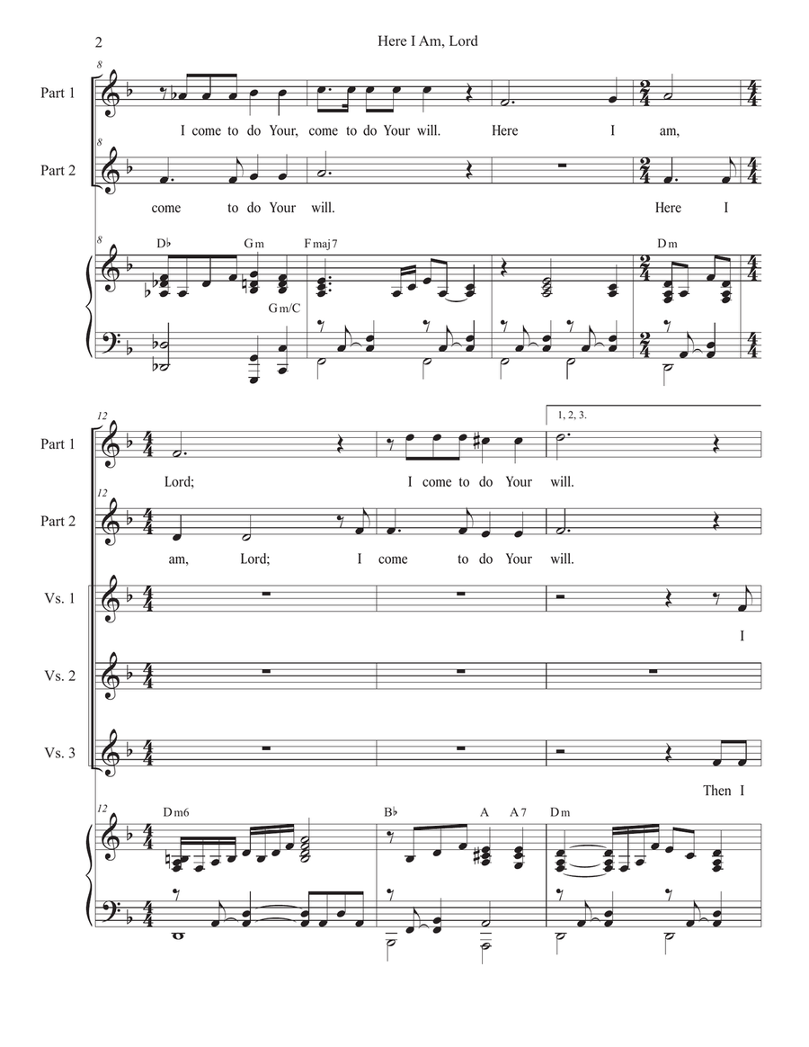 Here I Am, Lord (2-part choir) 2-Part scores gallery preview page 2